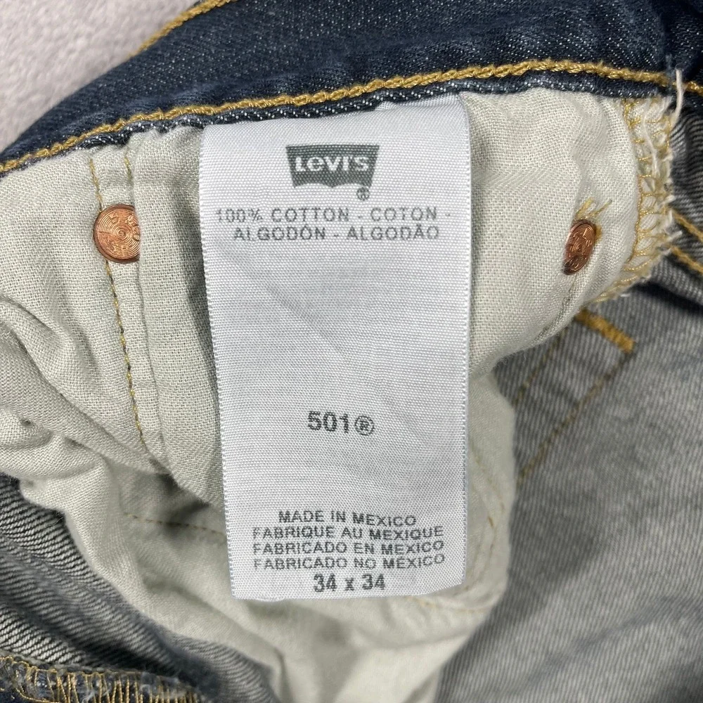 Levi's 501 Jeans Mens 34(33)x34(32) Dark Wash Straight Leg Button‎ Fly Denim